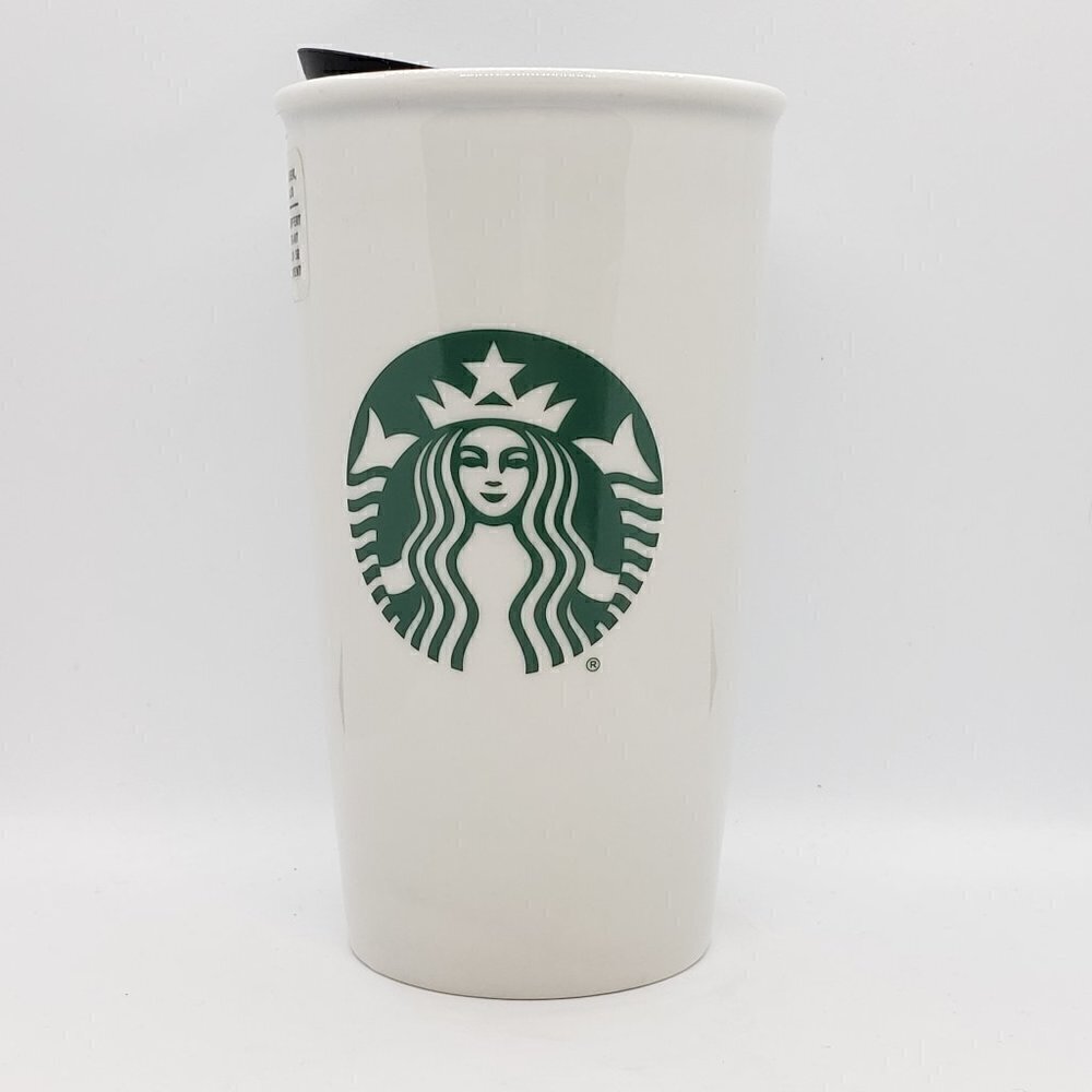 Starbucks White Ceramic Siren Double Walled Tumbler Tall 12oz